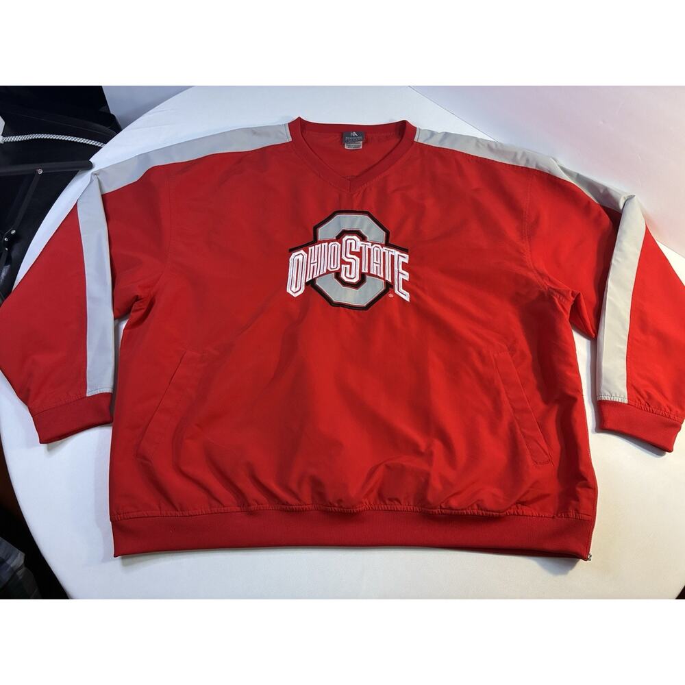 Ohio State Buckeyes Pullover Jacket Men’s 2XL Red V-Neck NCAA Windbreaker
